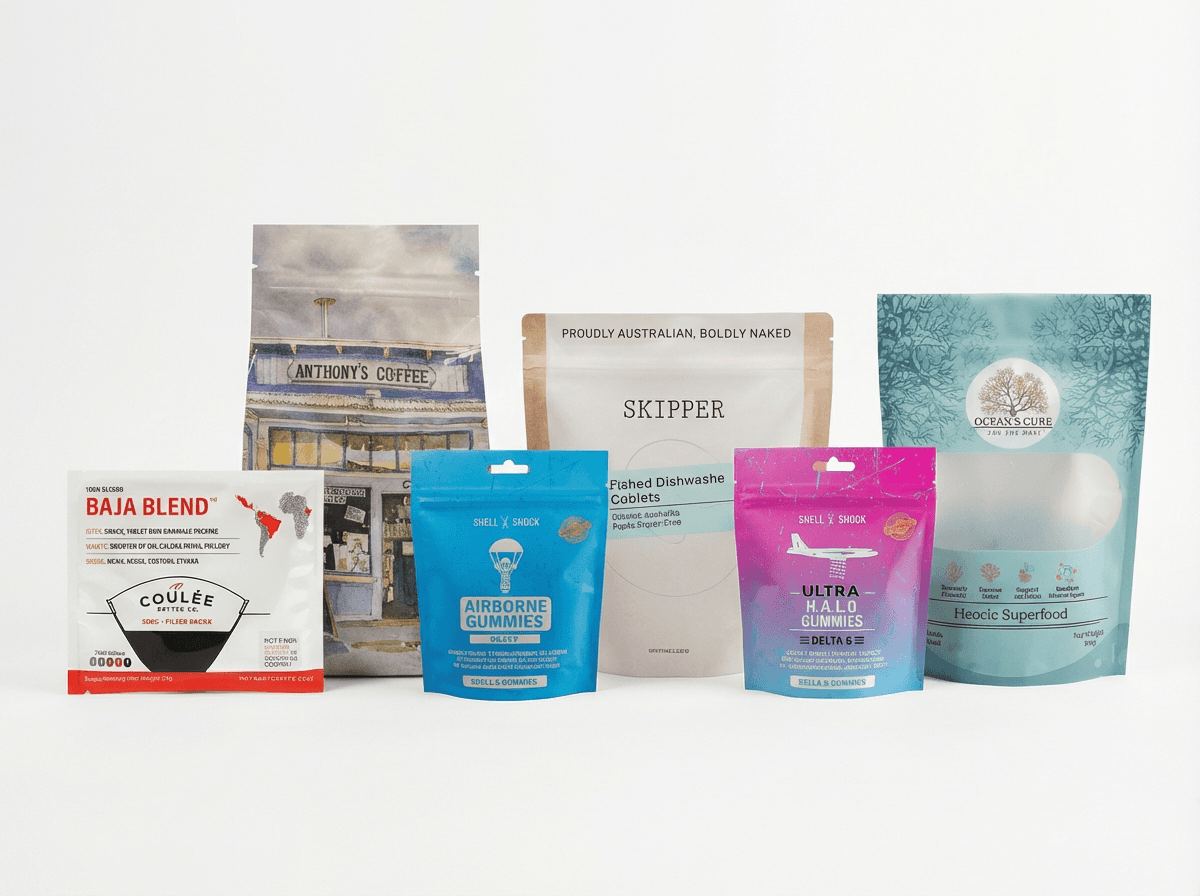 Various eco-friendly flexible packaging pouches