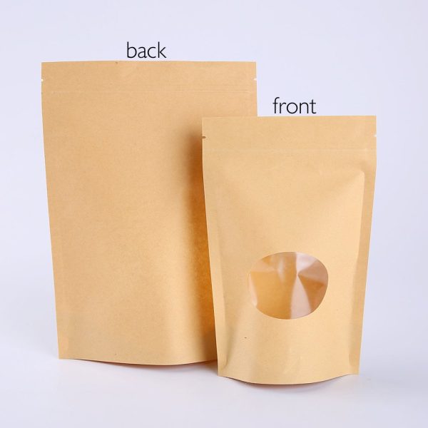 brown paper bags with clear oval window