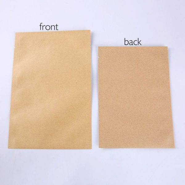 kraft paper three side seal pouch with foil lined