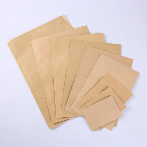 kraft paper three side seal pouch with foil lined