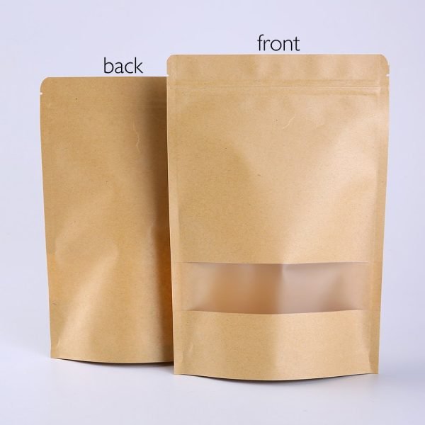 kraft stand up pouches with window wholesale