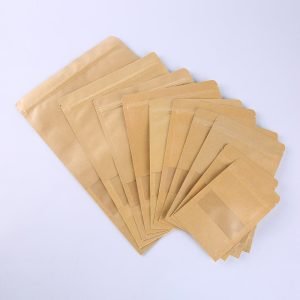 kraft stand up pouches with window wholesale