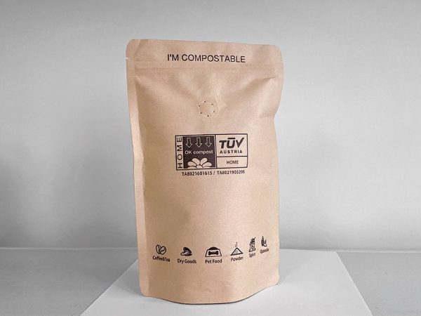 compostable nk pbs pla kraft paper stand up coffee bags