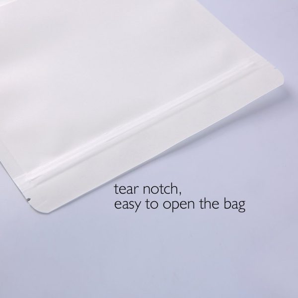 white kraft stand up pouch with window