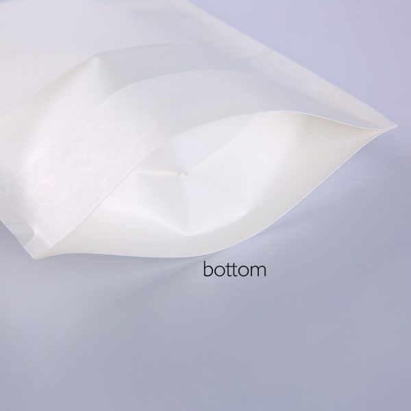 white kraft stand up pouch with window
