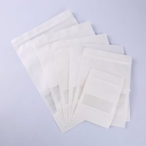 white kraft stand up pouch with window