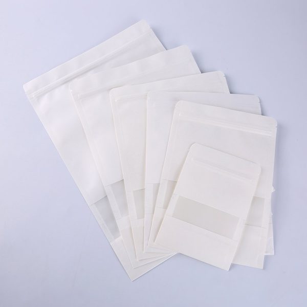 white kraft stand up pouch with window