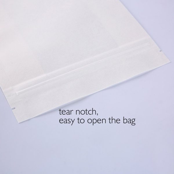 white square bottom paper bag with zipper and window