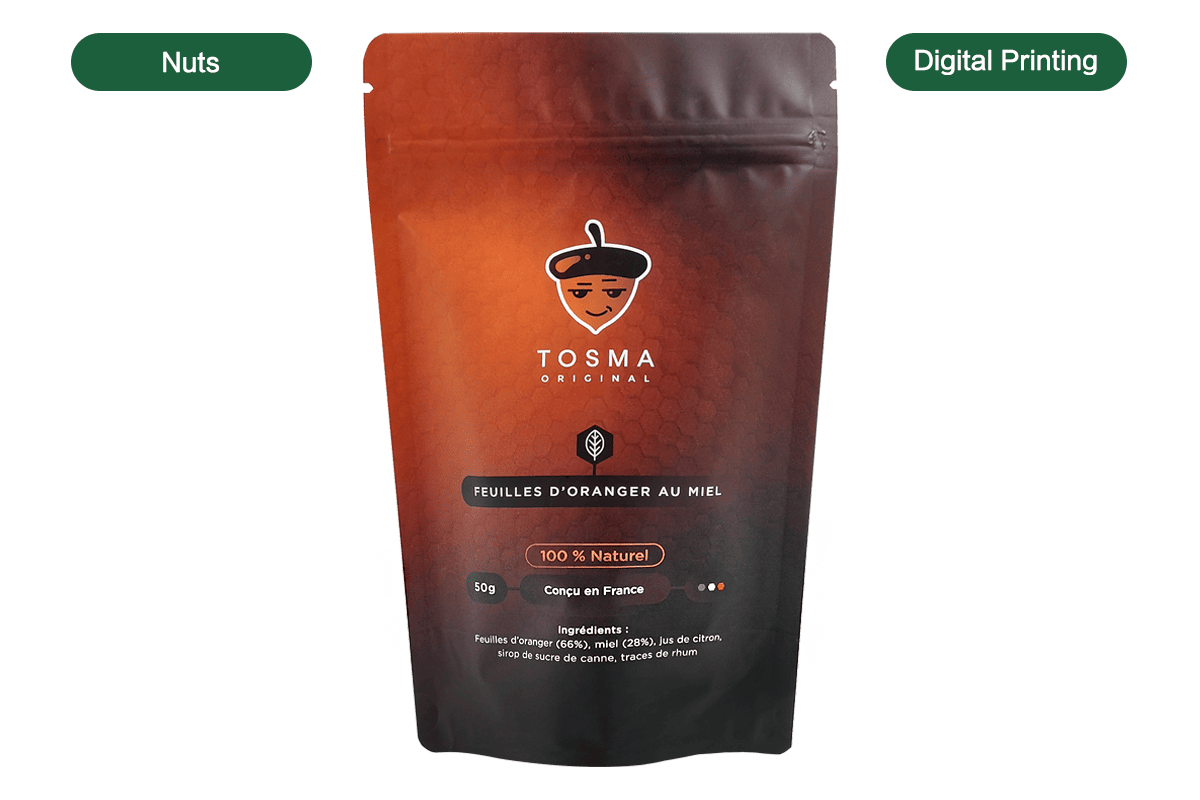 nuts stand up pouch digital printing
