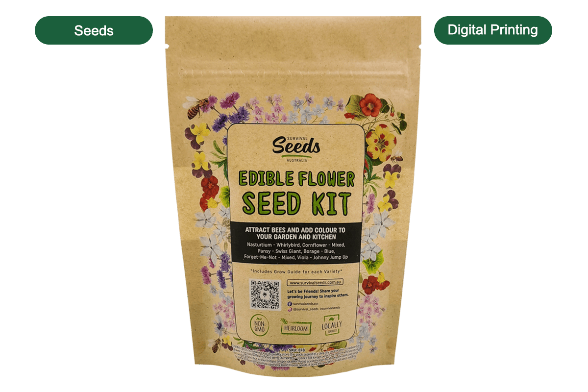 seeds stand up pouch digital printing