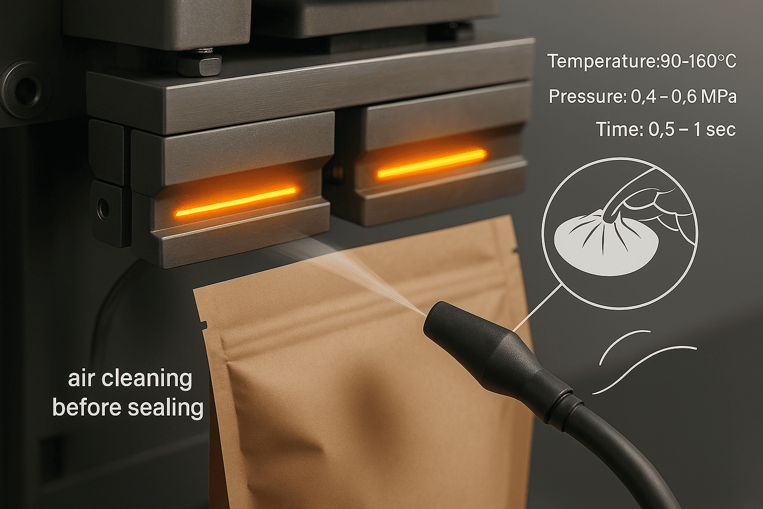 heat sealing machine sealing kraft pouch