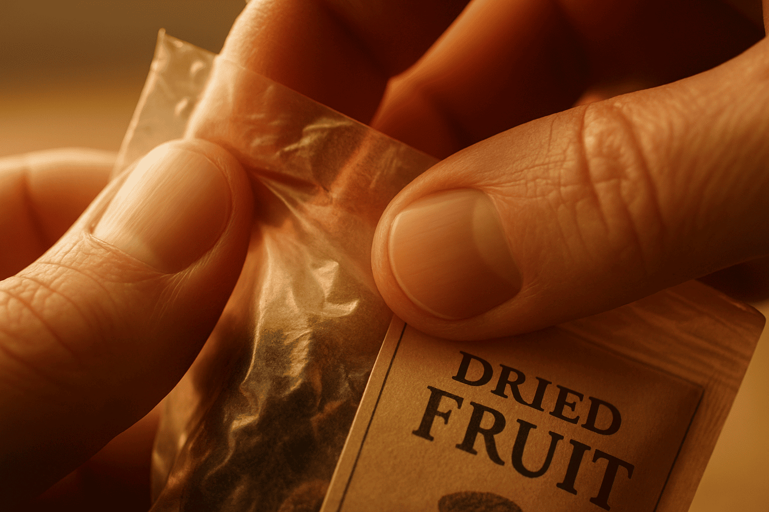 Acoustic properties of dried fruit packaging