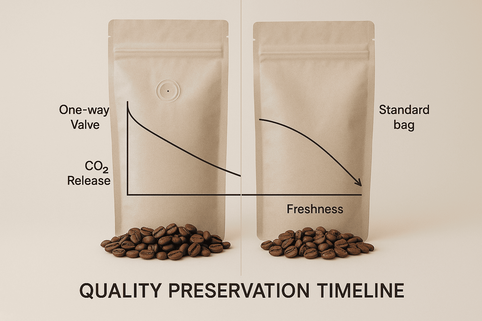 comparative shelf life analysis showing flavor retention with valved packaging