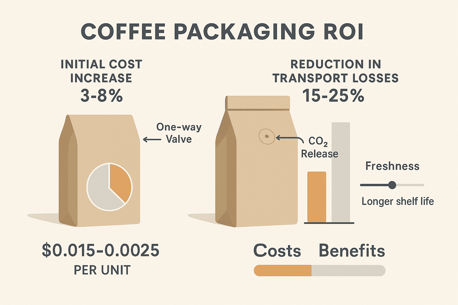 cost analysis chart comparing valve vs non valve packaging economics
