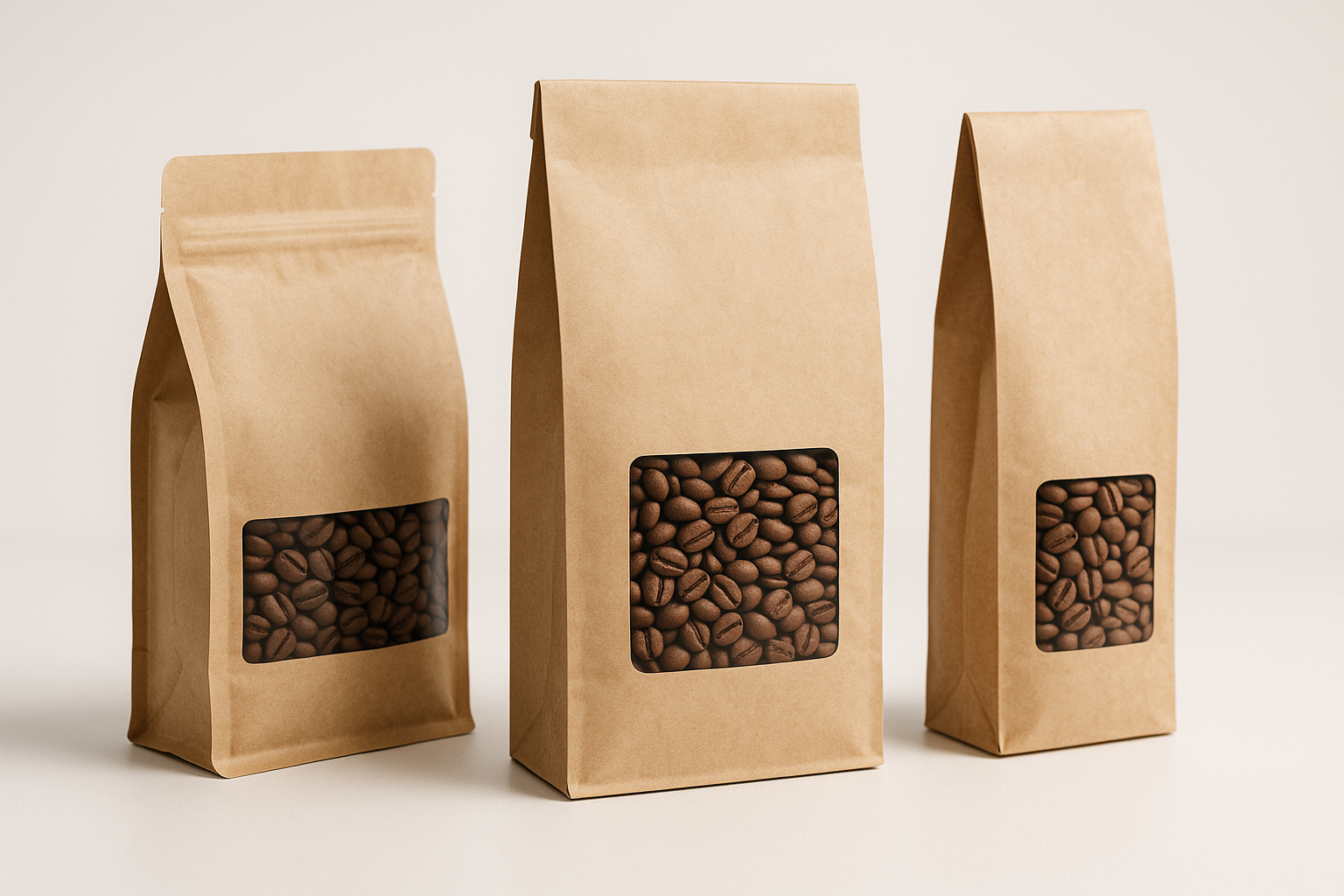 Different coffee bag formats with custom branding