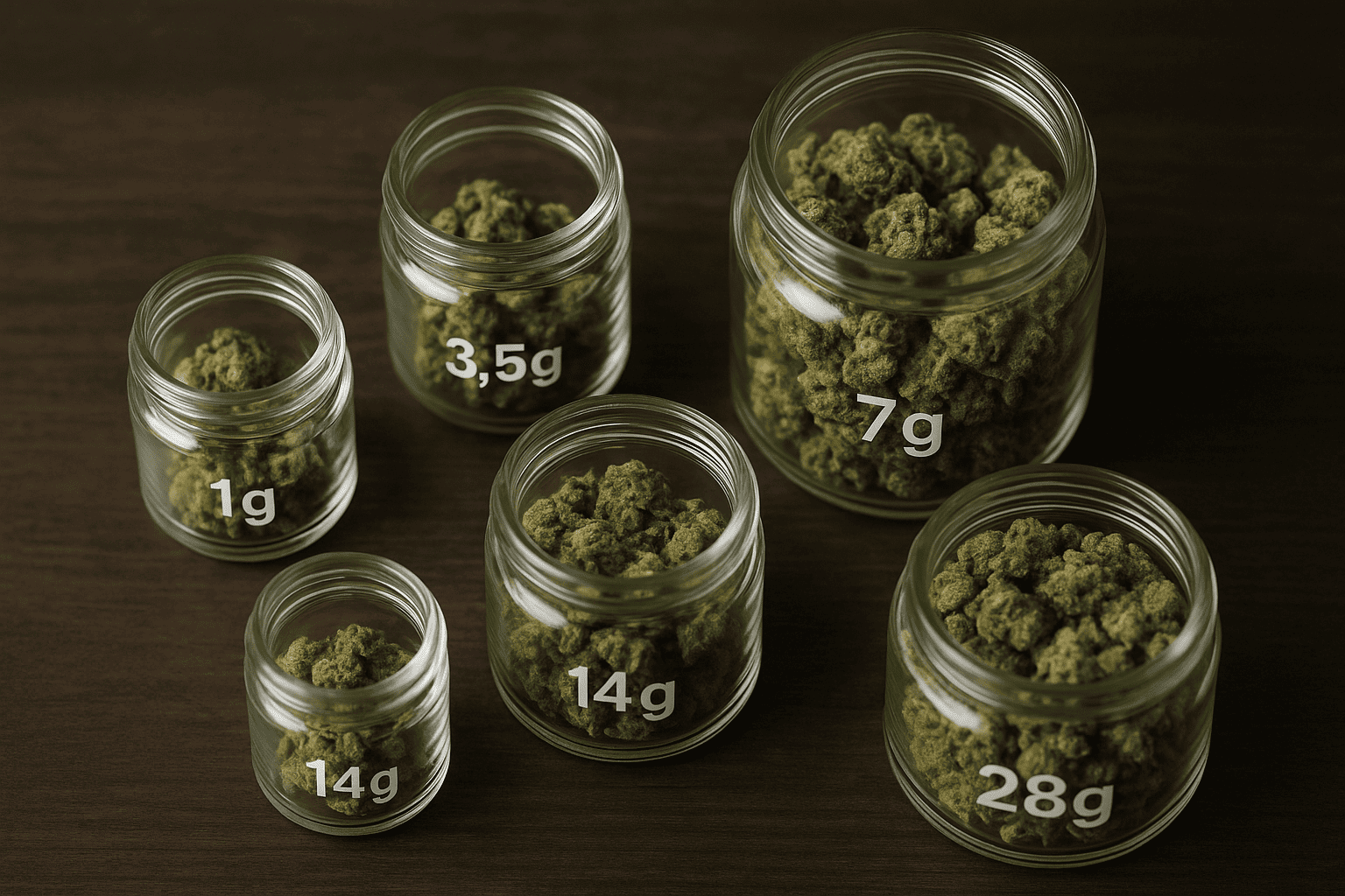 Different package sizes for cannabis measurements