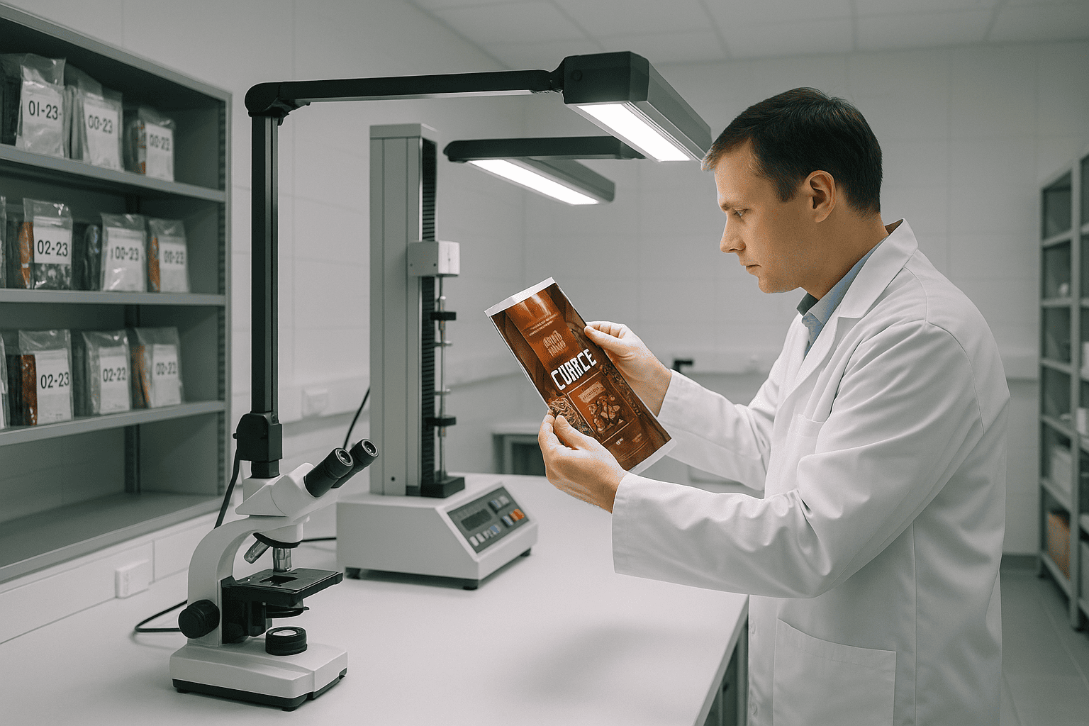 Quality control testing in packaging facility