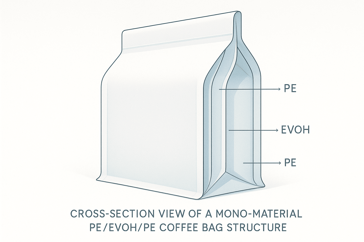 Recyclable mono-material coffee bag structures