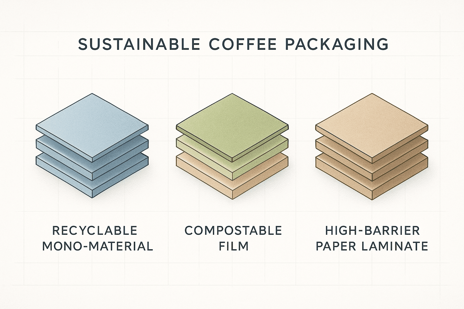 Sustainable coffee packaging materials comparison chart
