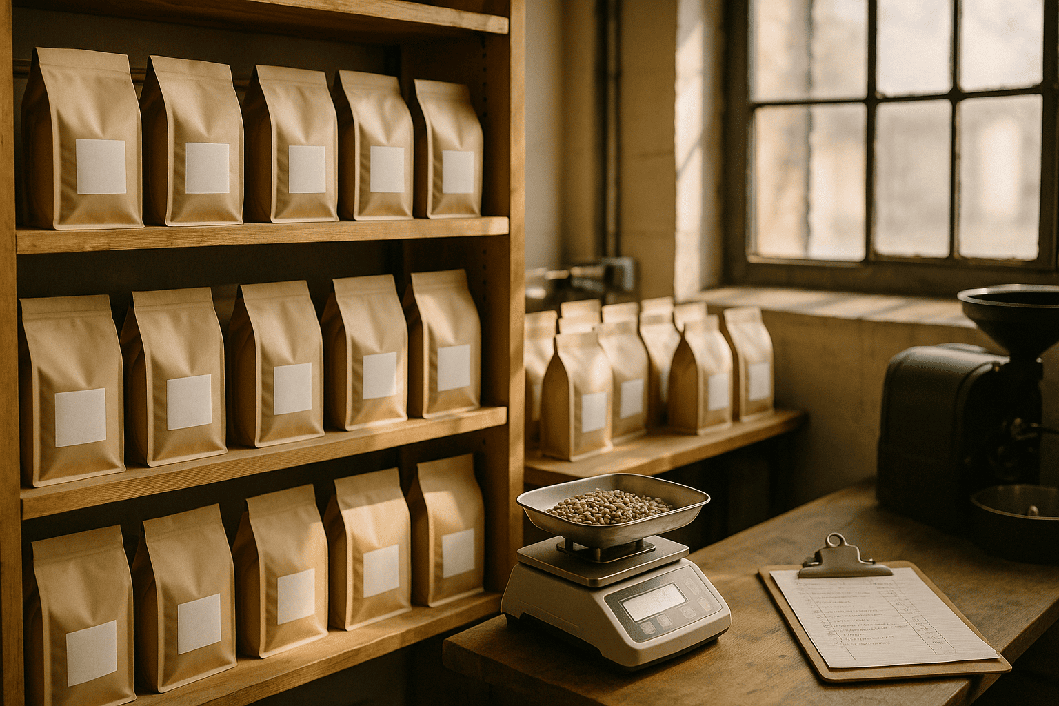 Coffee roasting business using stock packaging solutions