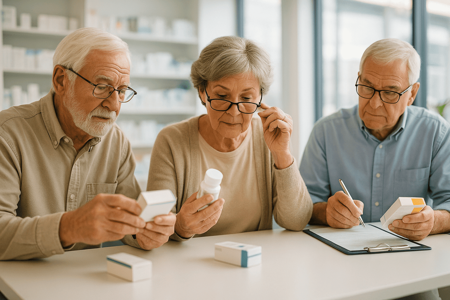 Senior citizens testing CBD packaging