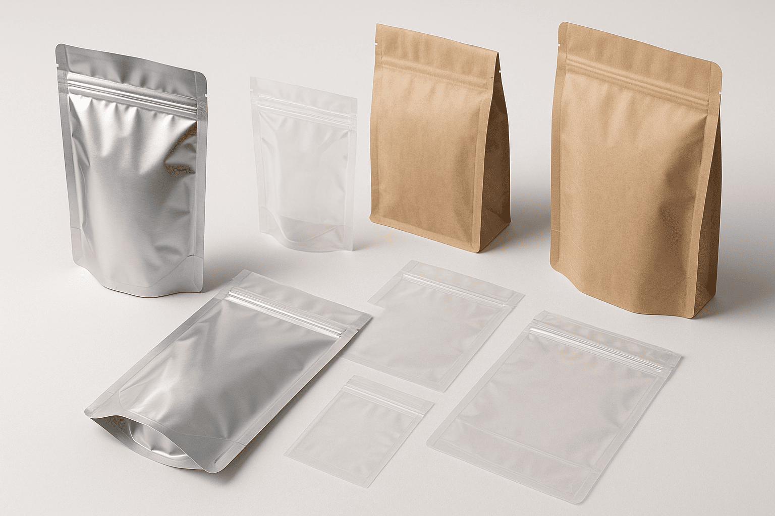 Different types of flexible packaging pouches