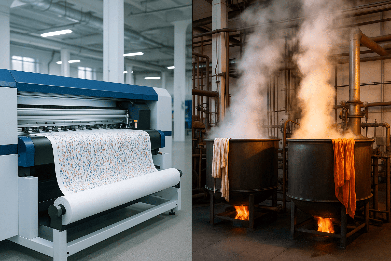 Digital printing vs dyeing comparison