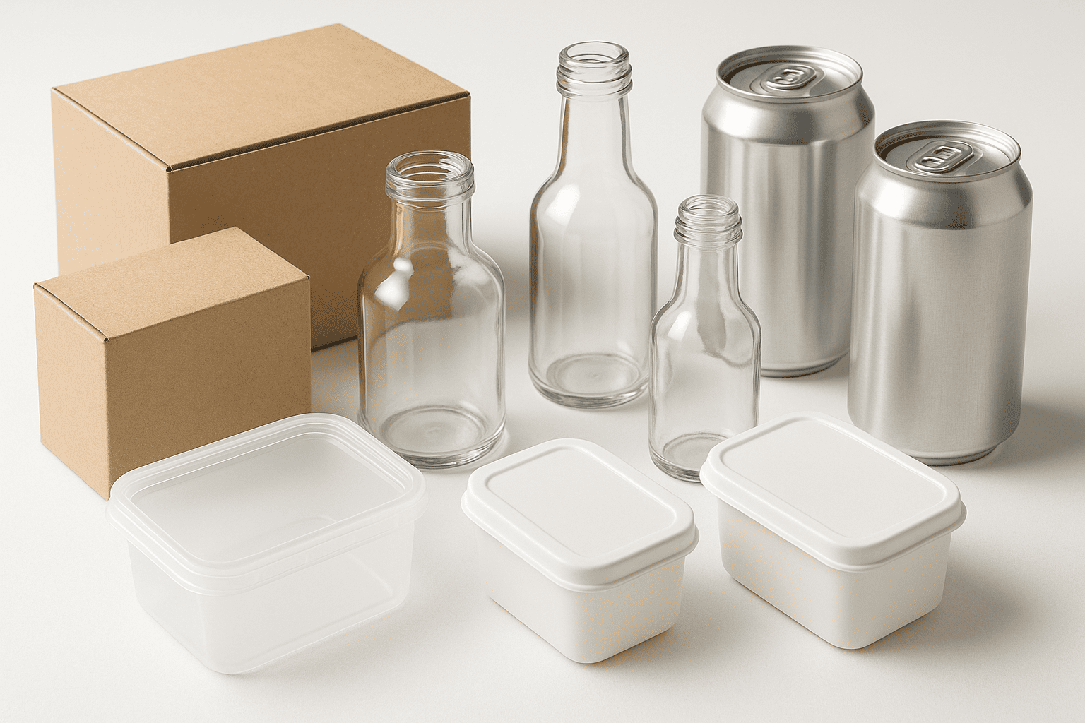 Various types of rigid packaging containers