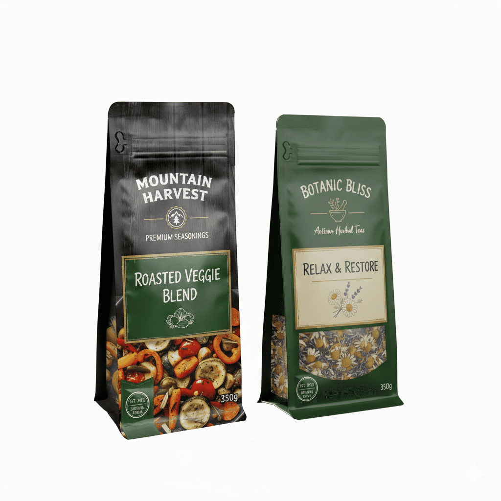 spice packaging box bottom pouch