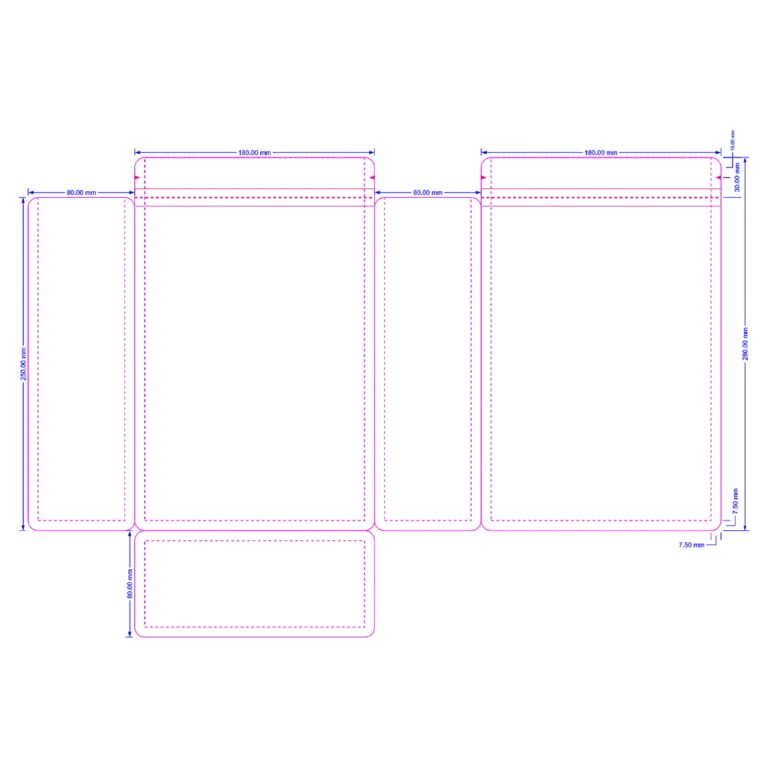 18×28+8cm flat bottom bag with rounded corners and standard zipper dieline