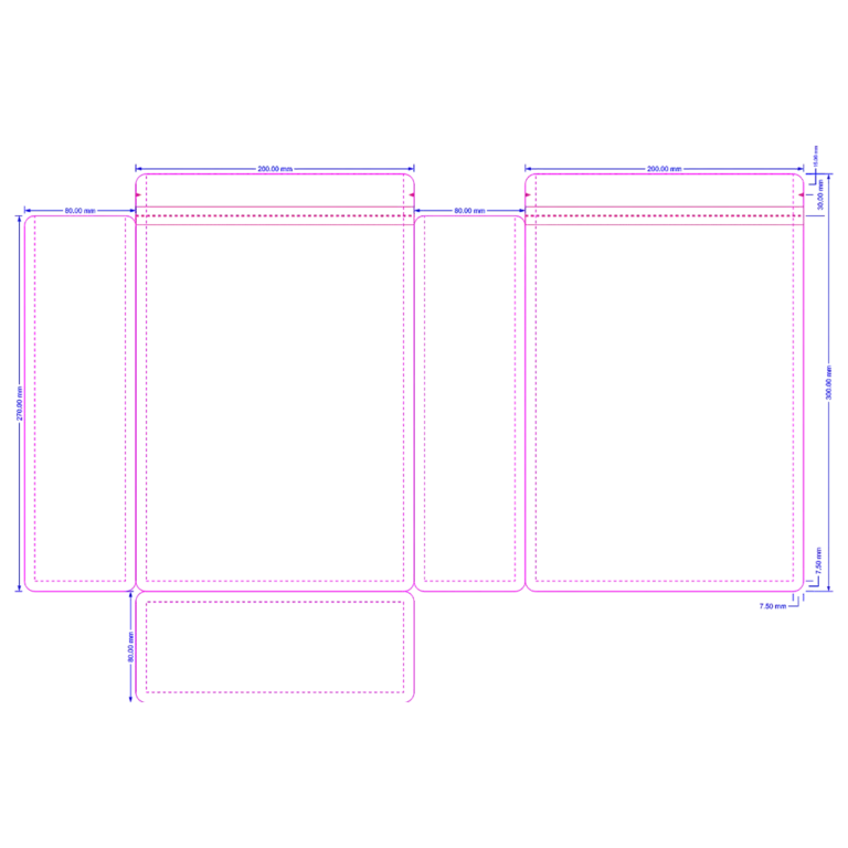 20×30+8cm flat bottom bag with rounded corners and standard zipper dieline