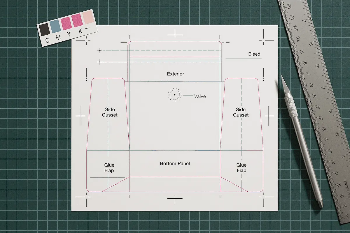 Artwork soft proof with CMYK and Pantone swatches